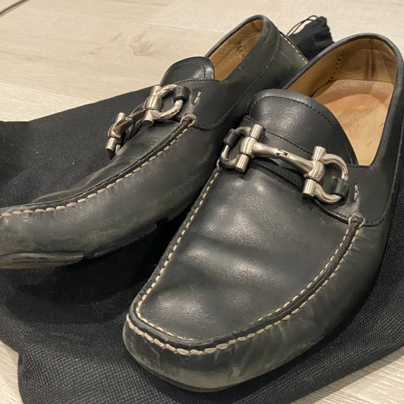 Ferragamo Black Leather Loafers Size 10 main image 4